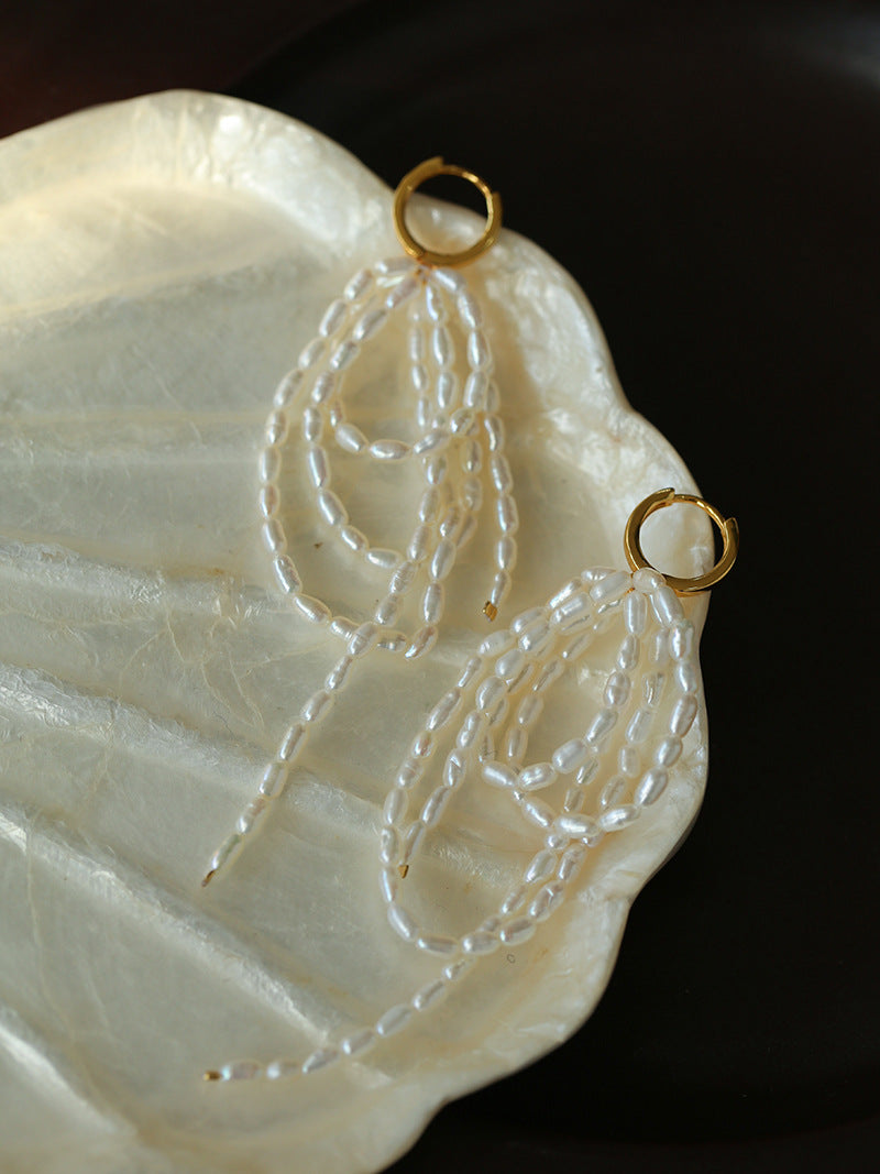 Cascade Pearl Tassel Earrings