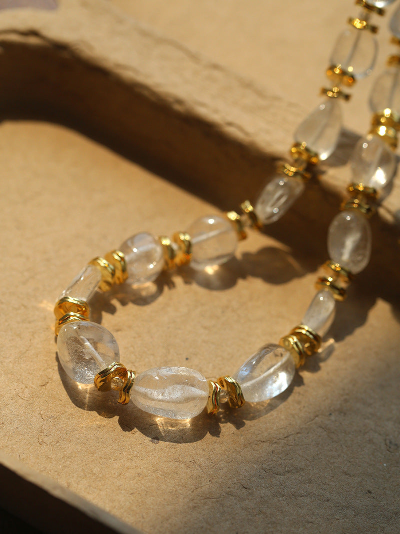 Raw Clarity Irregular Clear Quartz Beaded Necklace