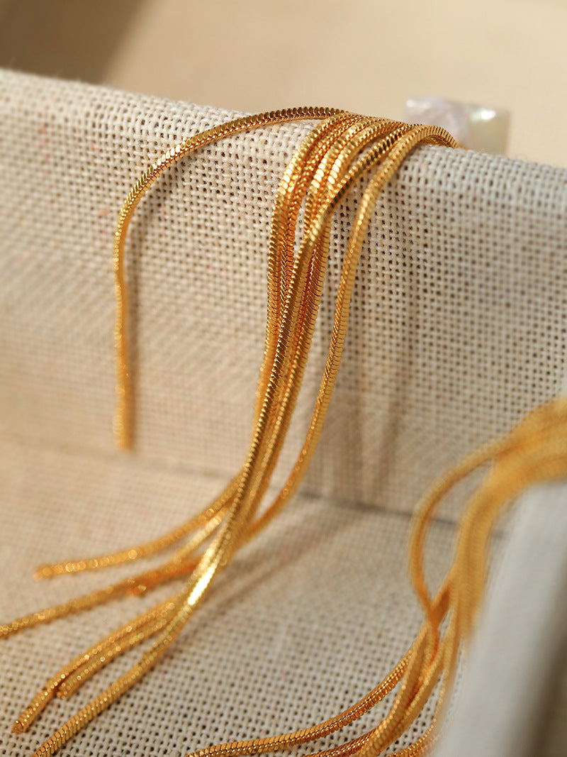 Baroque Flow Long Tassel Square Pearl Earrings