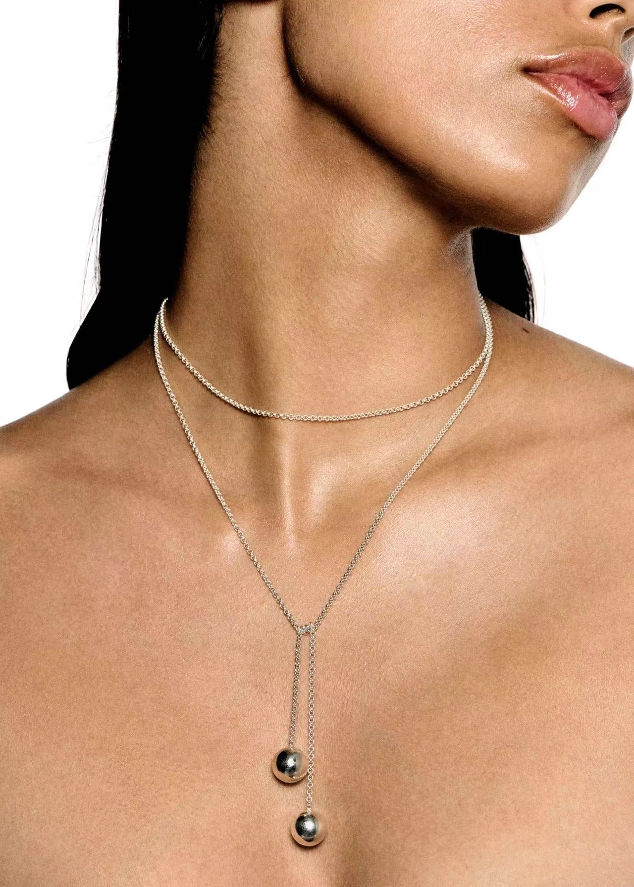 Sphere Drop Long Chain Necklace