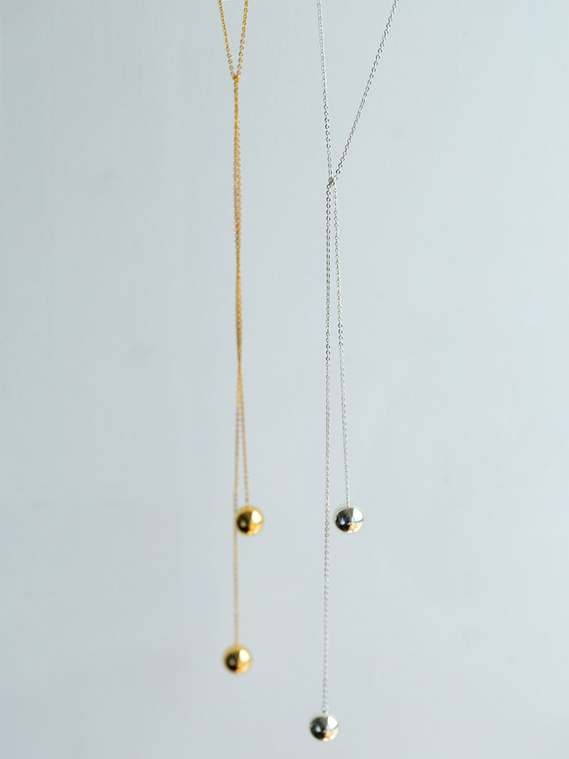 Sphere Drop Long Chain Necklace