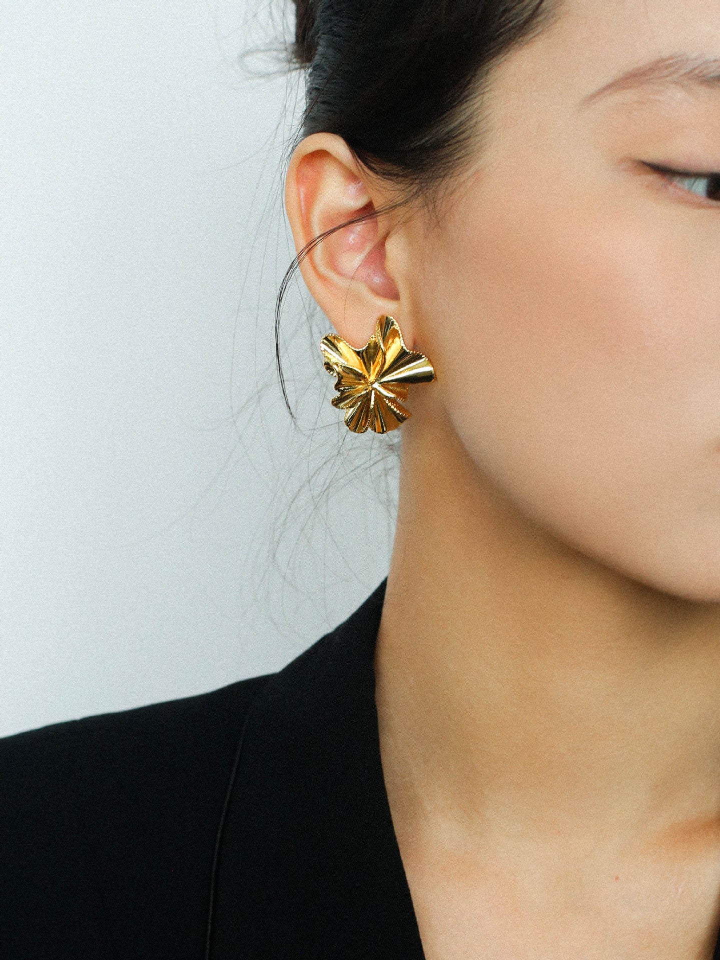 Crumpled Gleam Folded Petal Earrings