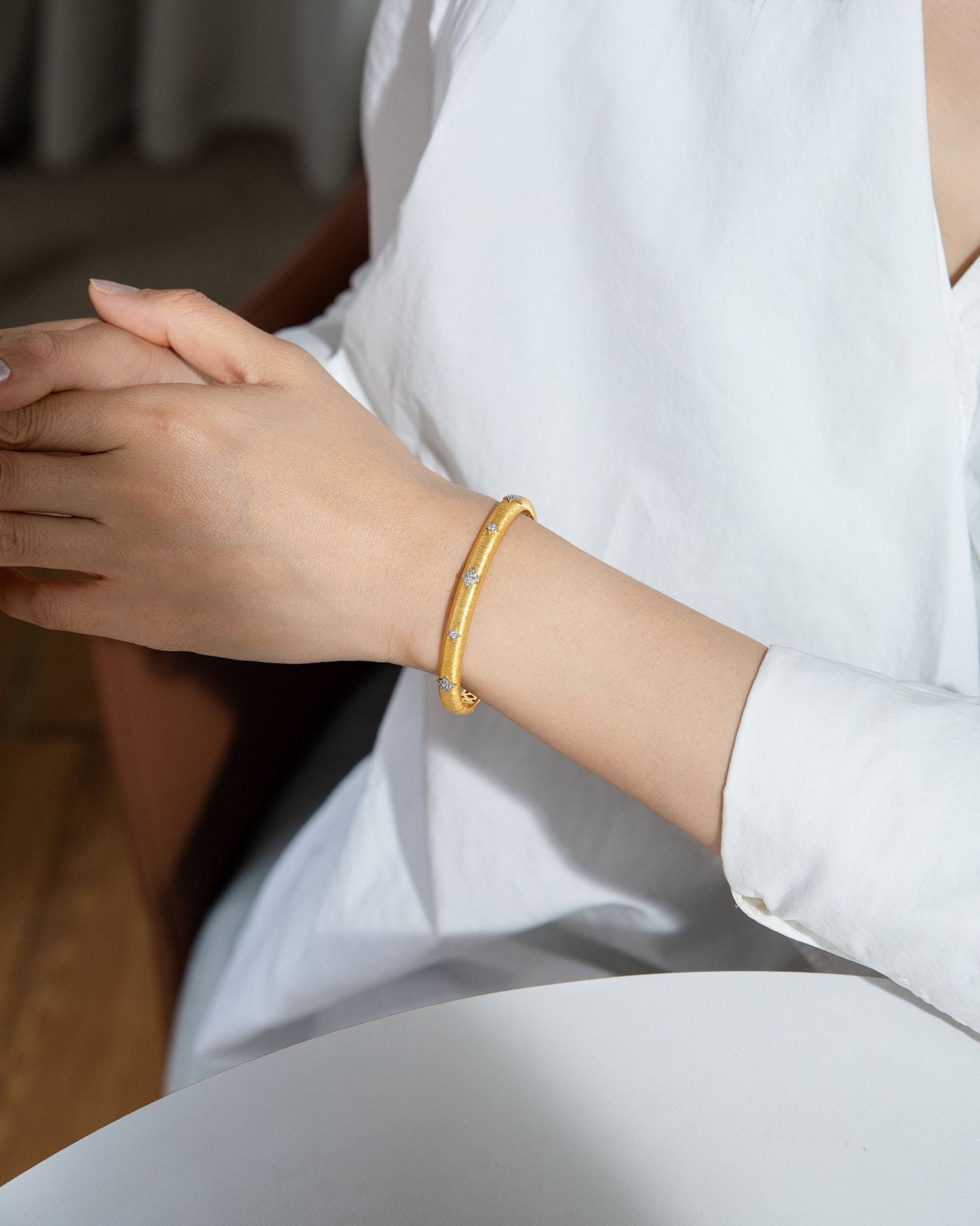 Celestial Grace Matte Gold Bangle