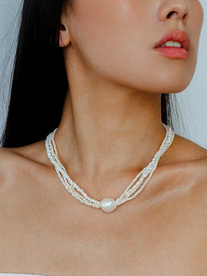 Baroque Charm Multi Strand Pearl Necklace