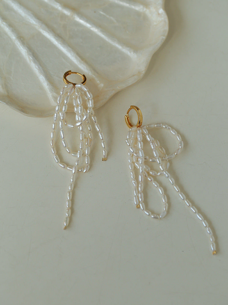 Cascade Pearl Tassel Earrings