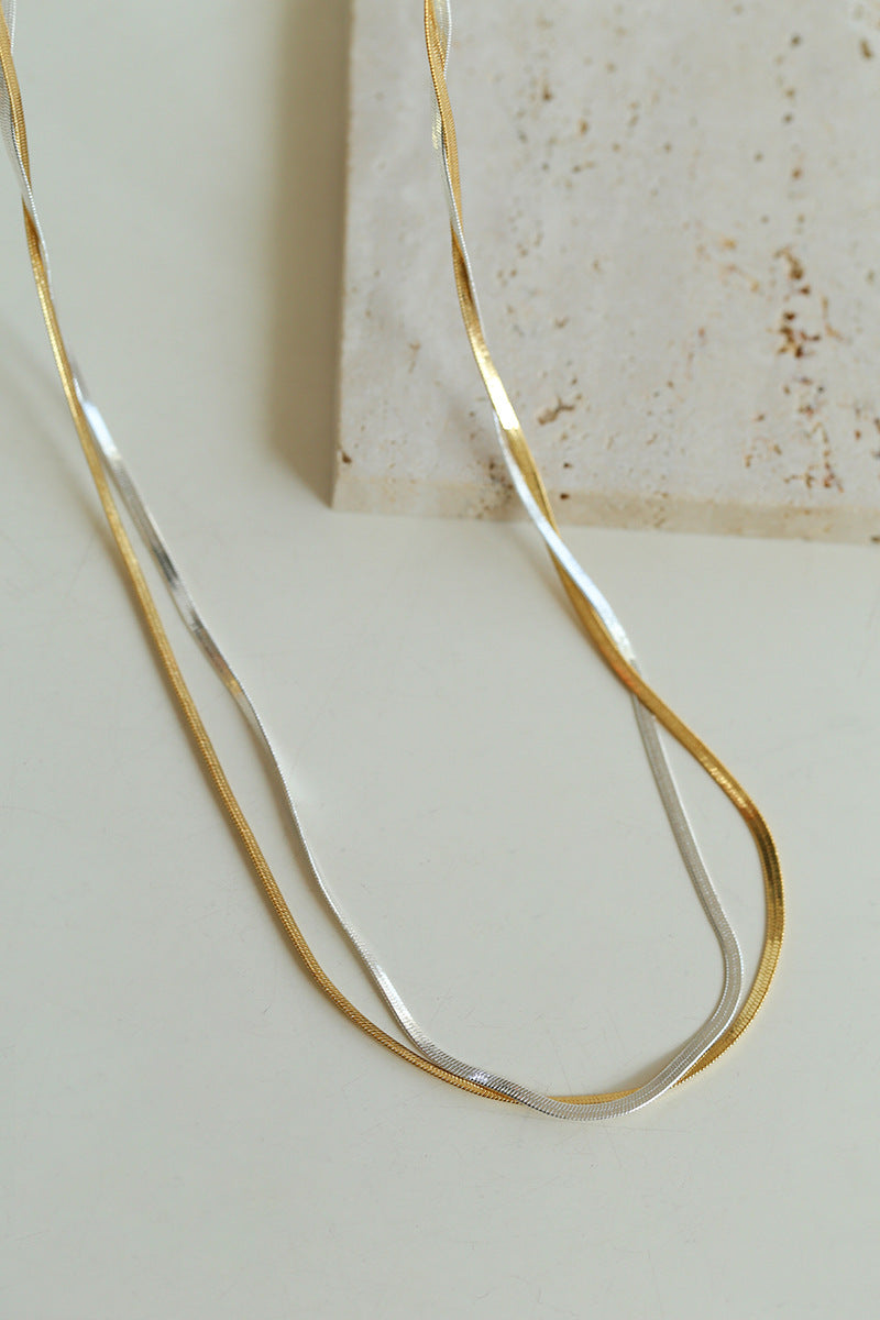 Gold & Silver Double Snake Chain Necklace
