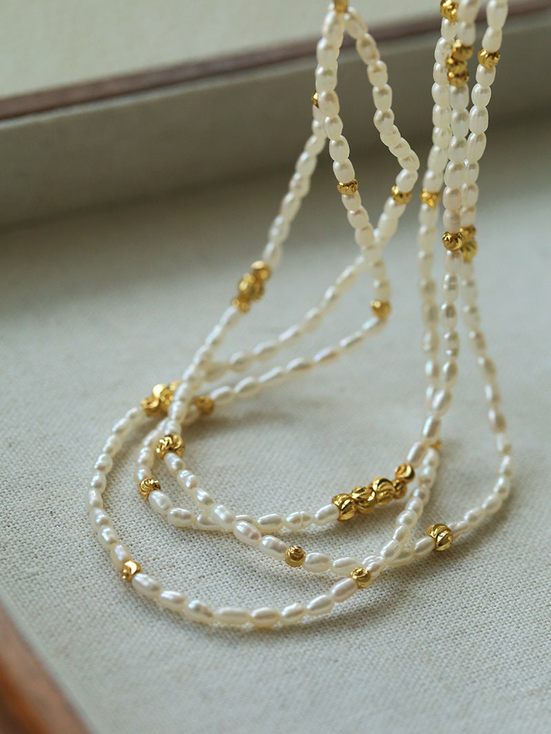 Layered Seeds Baroque Pearl Choker Necklace
