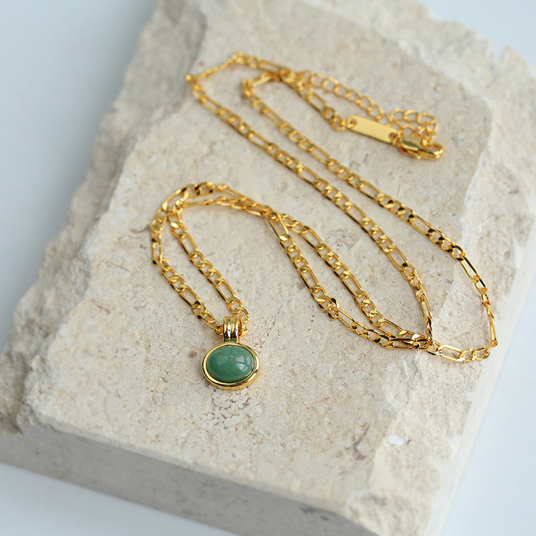Green Aventurine Figaro Chain Necklace