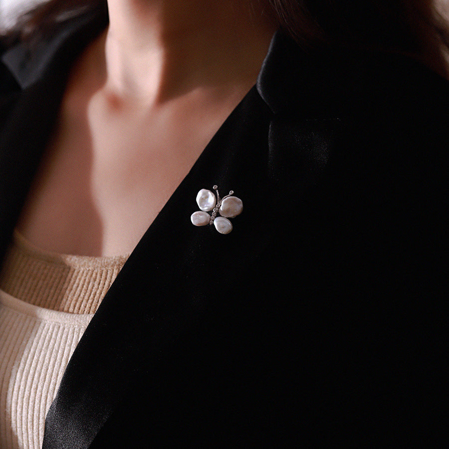 Baroque Pearl Butterfly Brooch