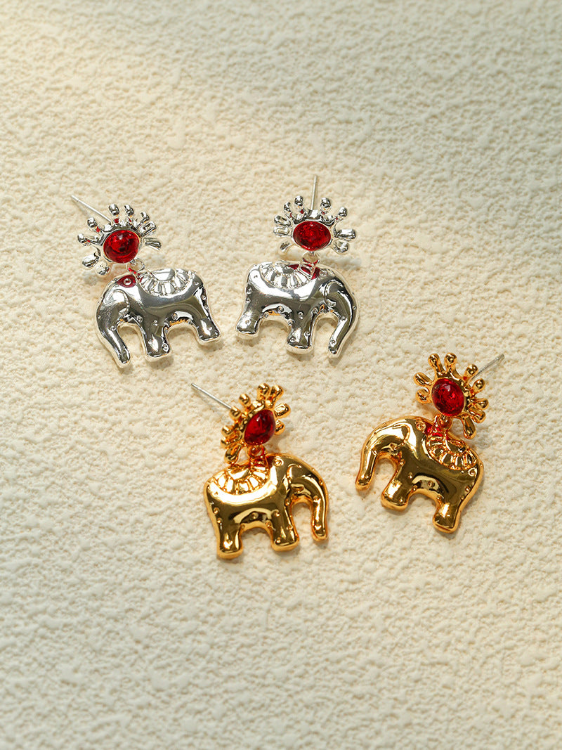 Sun & Elephant Totem Earrings