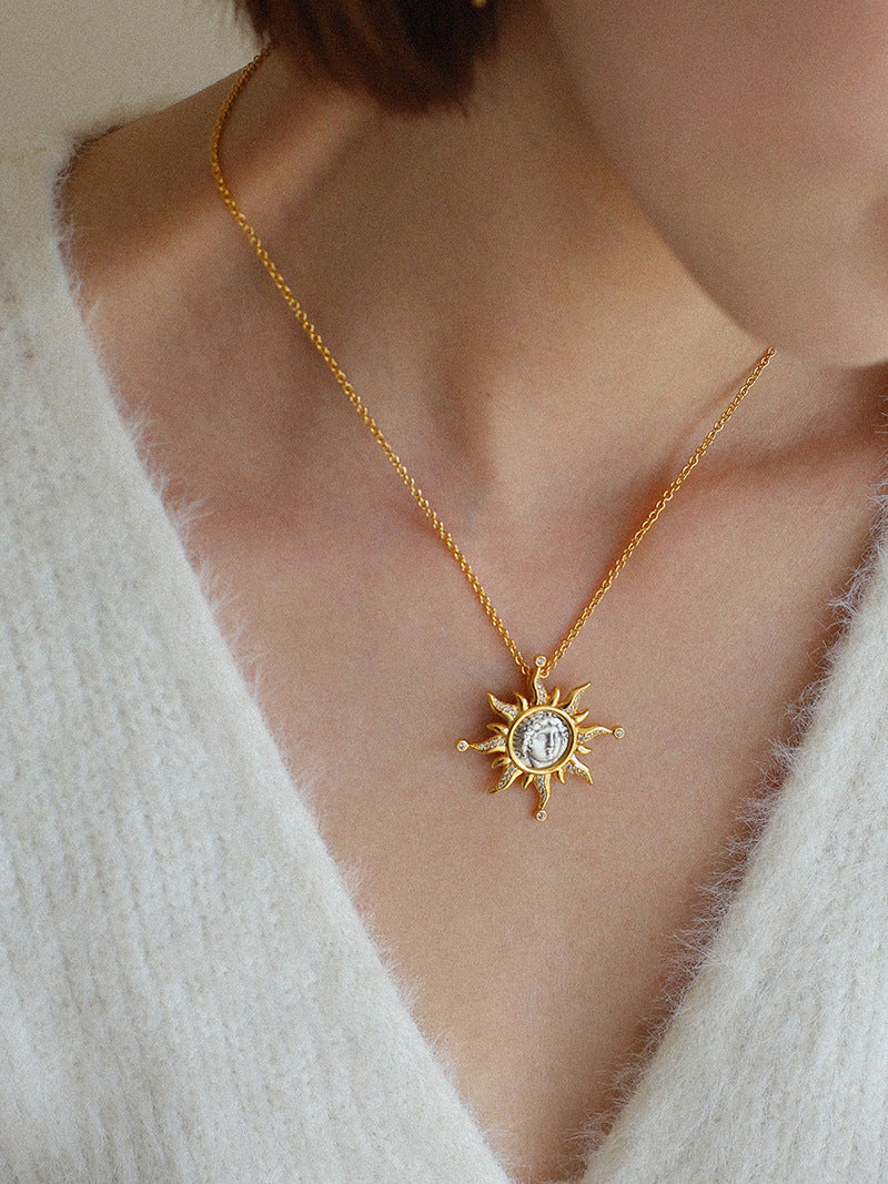 Apollo Sunburst Coin Drop Earrings