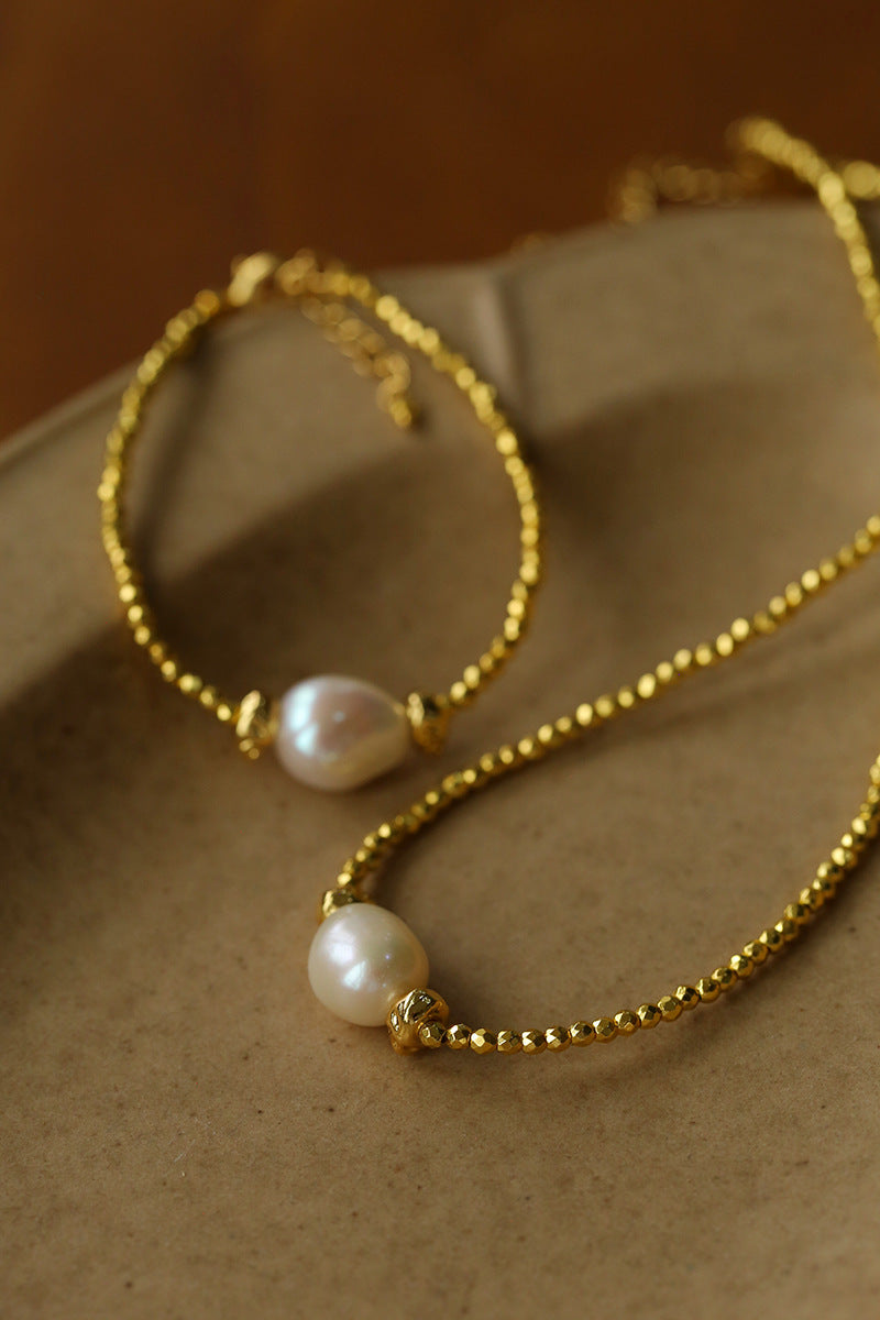 Baroque Pearl Golden Chain Bracelet