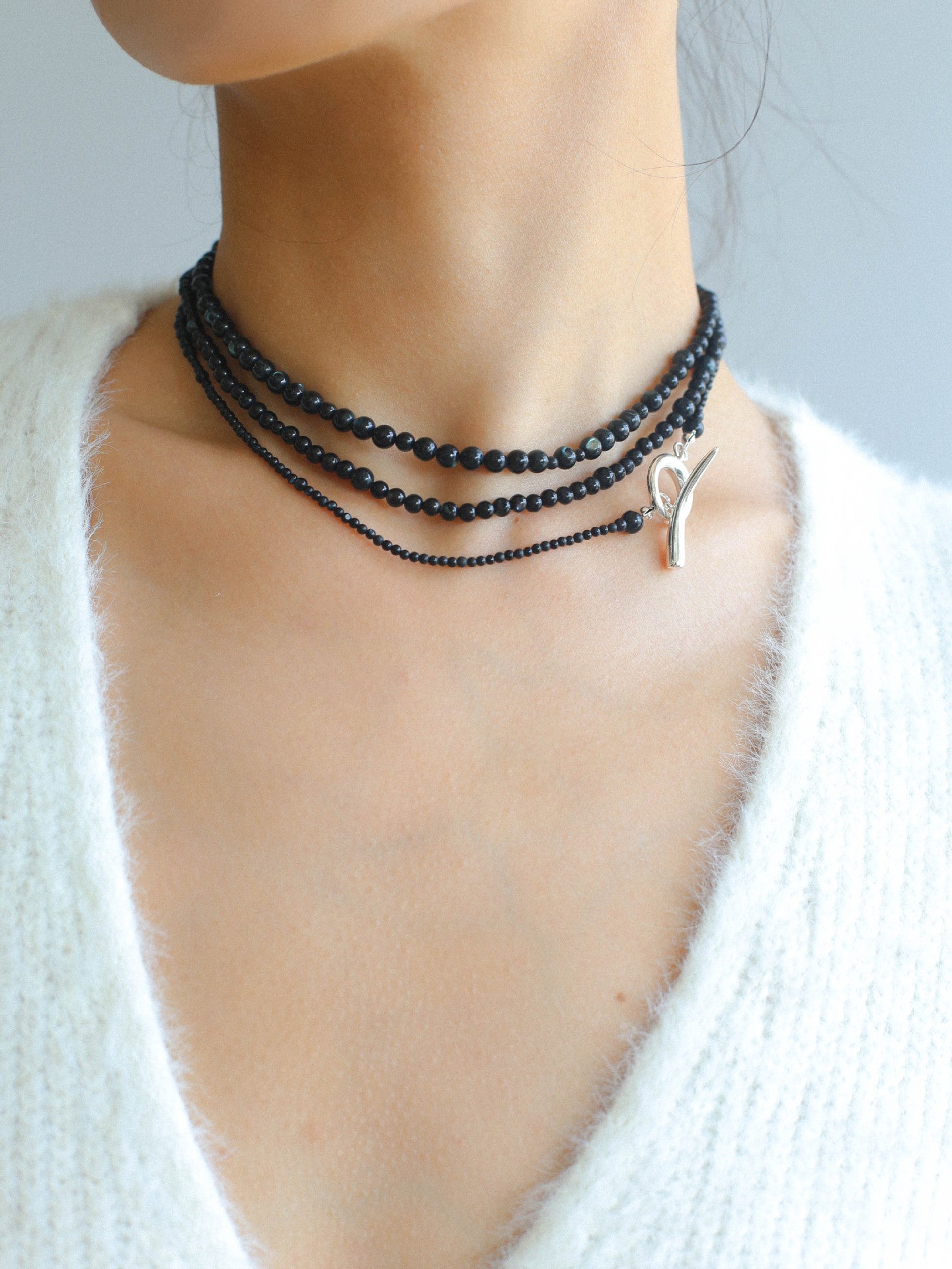 Midnight Shell Bead Long Necklace