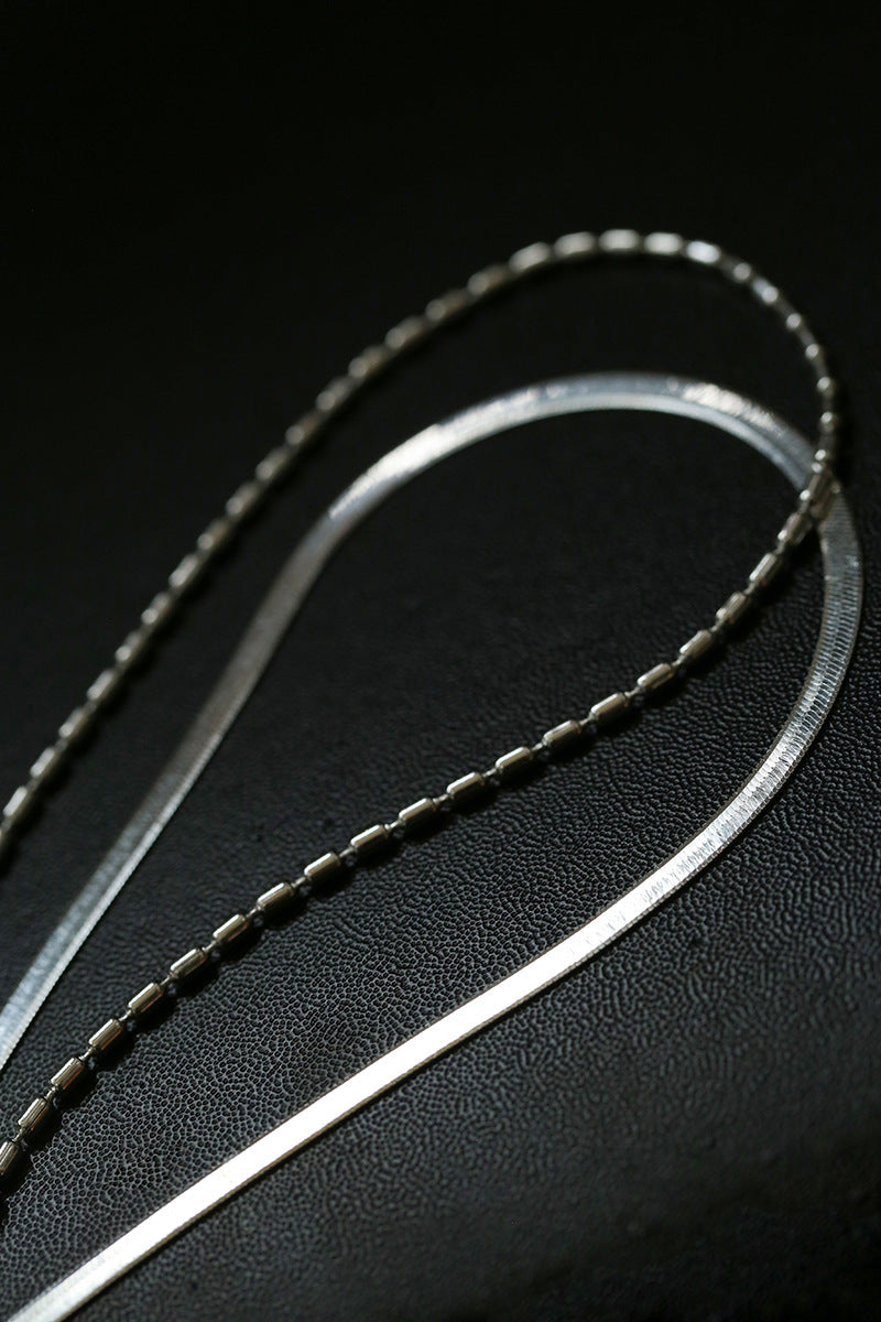 925 Silver Double Layer Snake Chain Necklace