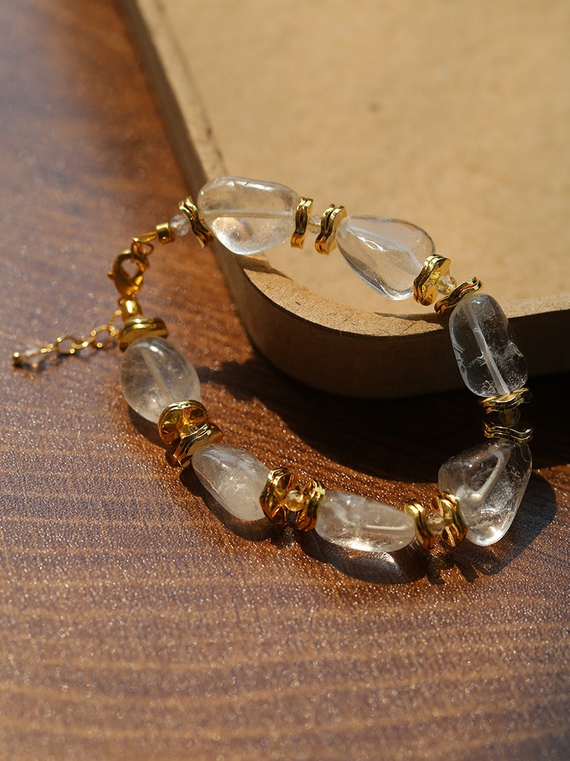 Raw Clarity Irregular Clear Quartz Strand Bracelet