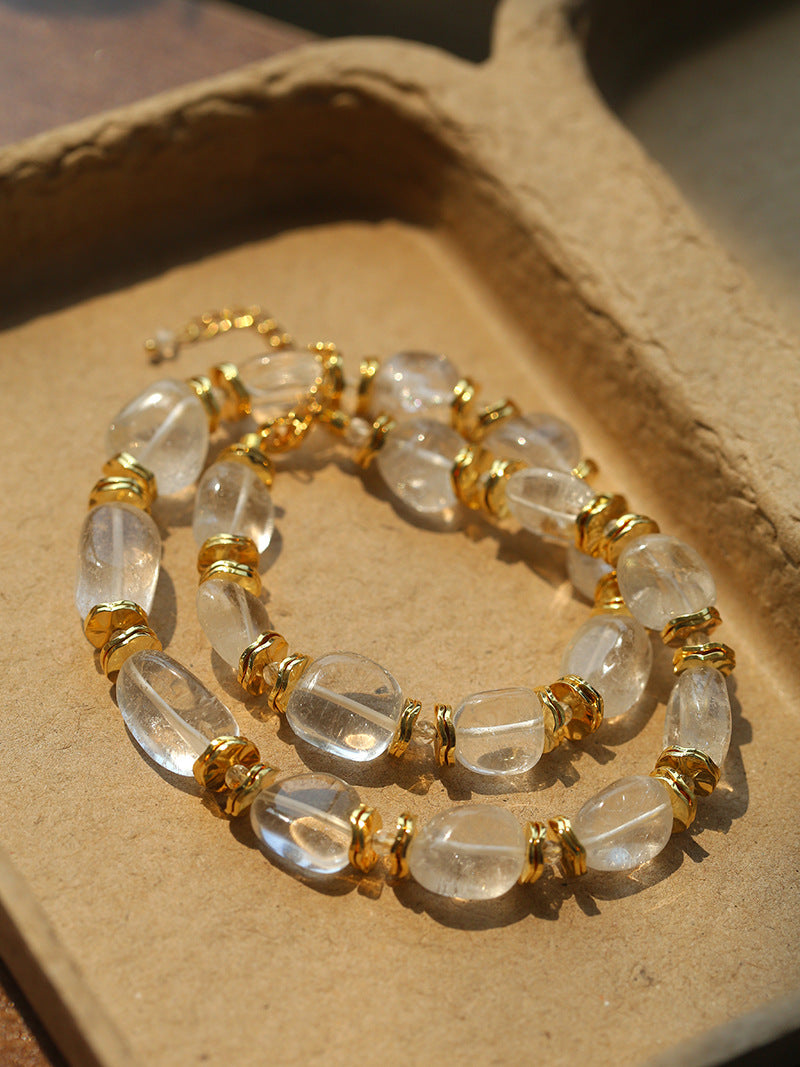 Raw Clarity Irregular Clear Quartz Beaded Necklace