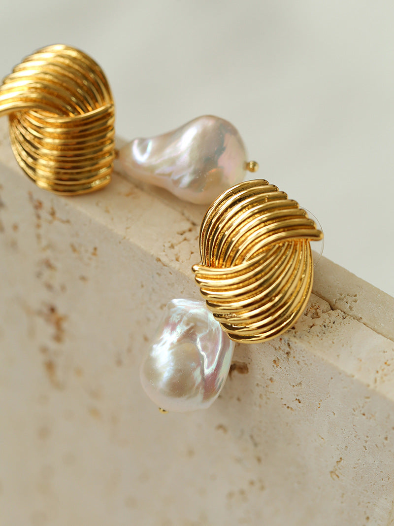 Spiral Muse Baroque Pearl Earrings