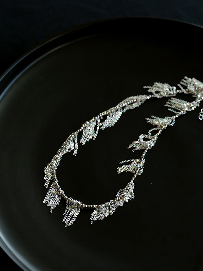 Silver Tassel Chain Necklace