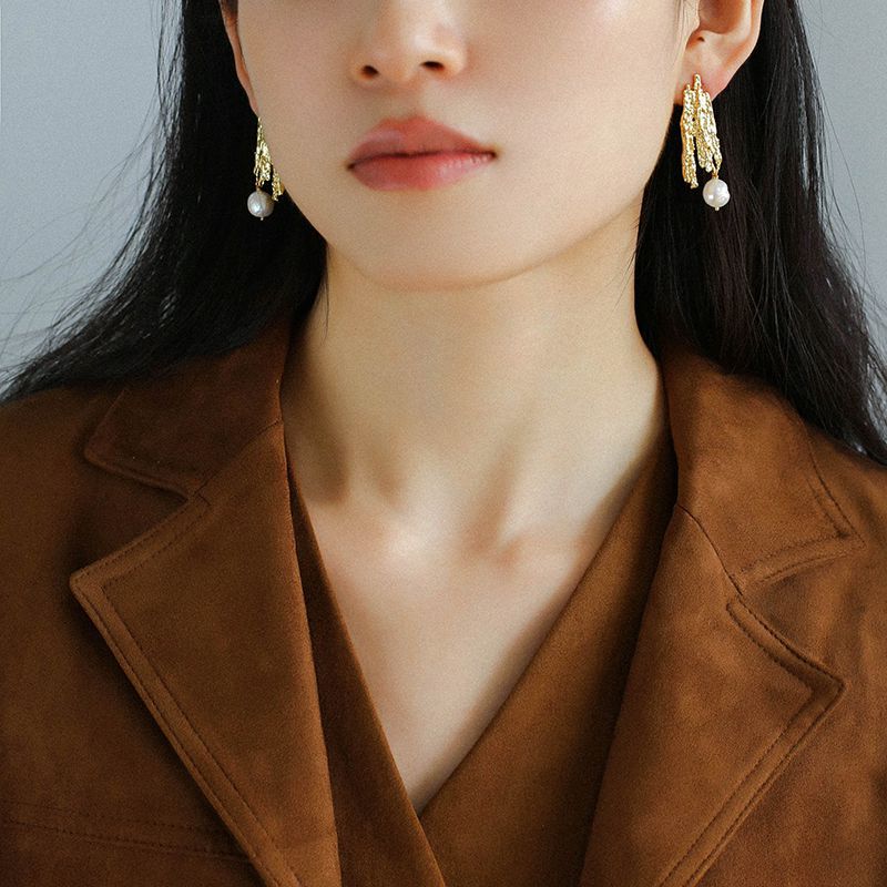 French Textured Freshwater Pearl Earrings