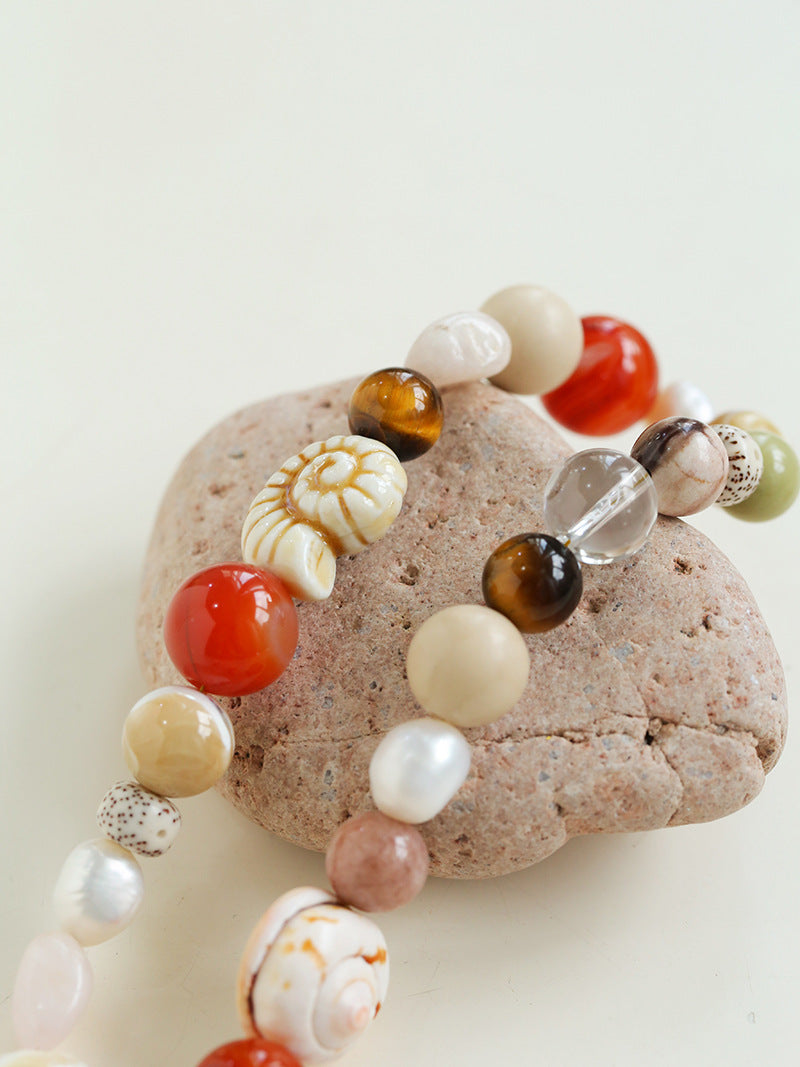 Coral Shell Charm Necklace