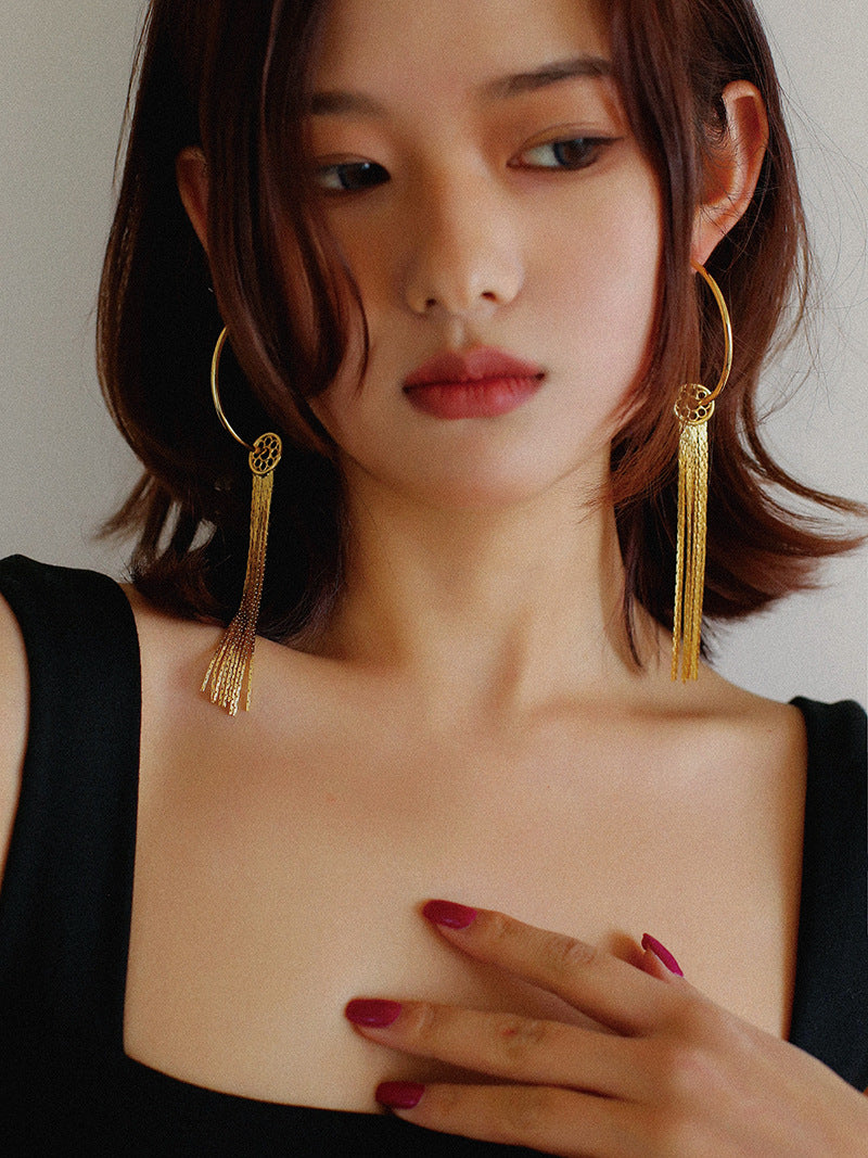 Orbit Tassel Detachable Hoop Earrings