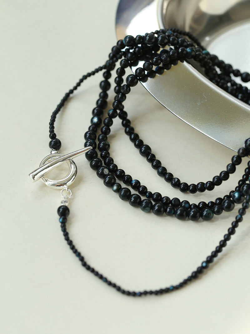 Midnight Shell Bead Long Necklace