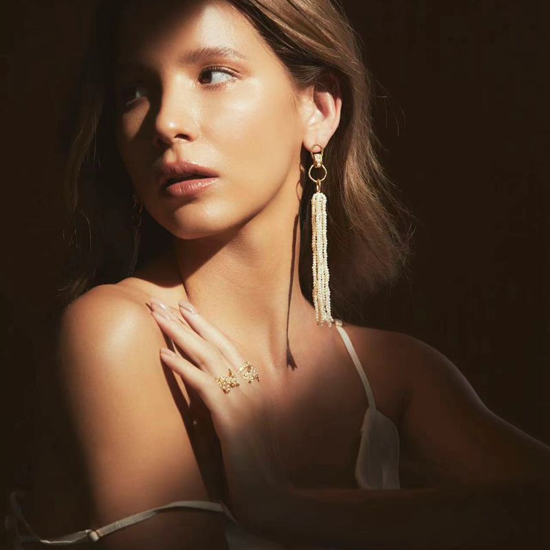 Ocean Veil Long Baroque Pearl Tassel Earrings