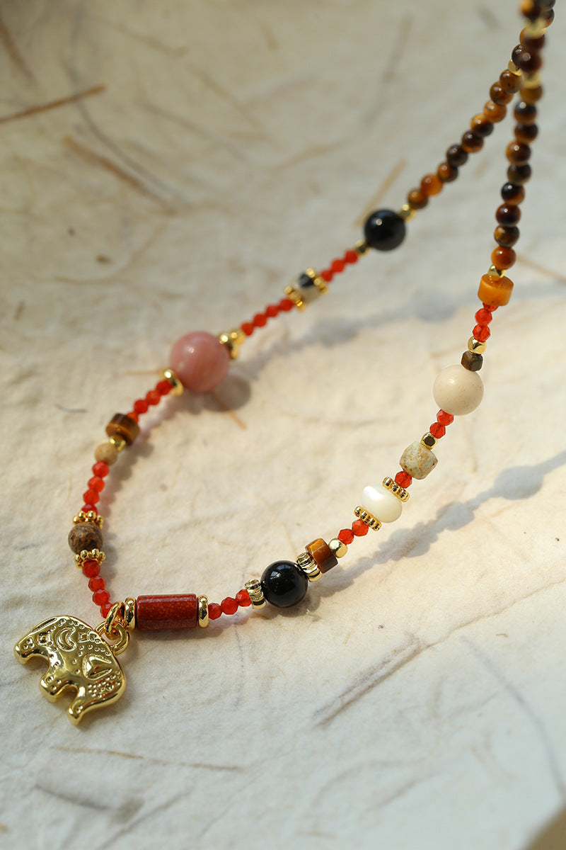 Gold Dove & Agate Necklace
