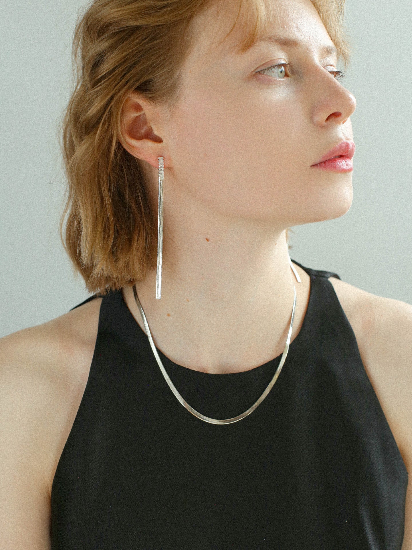 Sleek Zircon Snake Chain Necklace