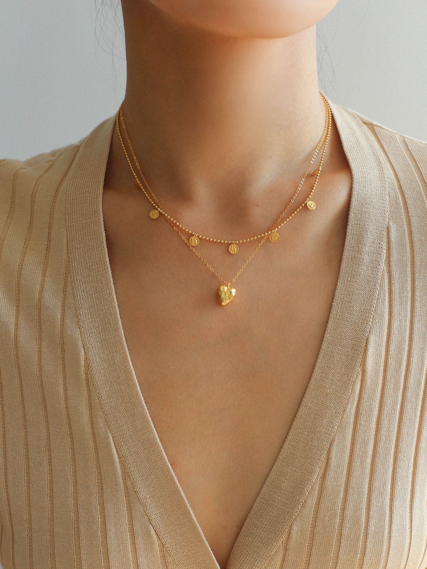 925 Sterling Silver Layered Mini Coin Necklace