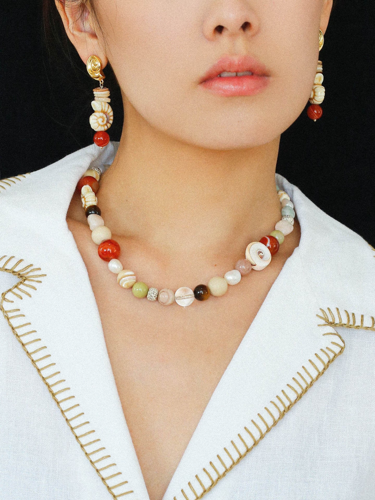 Coral Shell Charm Necklace