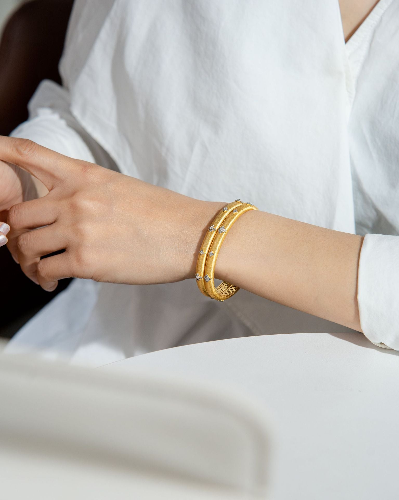 Celestial Grace Matte Gold Bangle