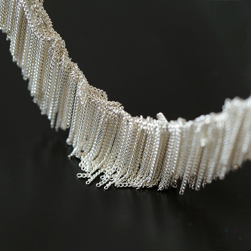 Milky Way 925 Silver Woven Tassel Collar Necklace