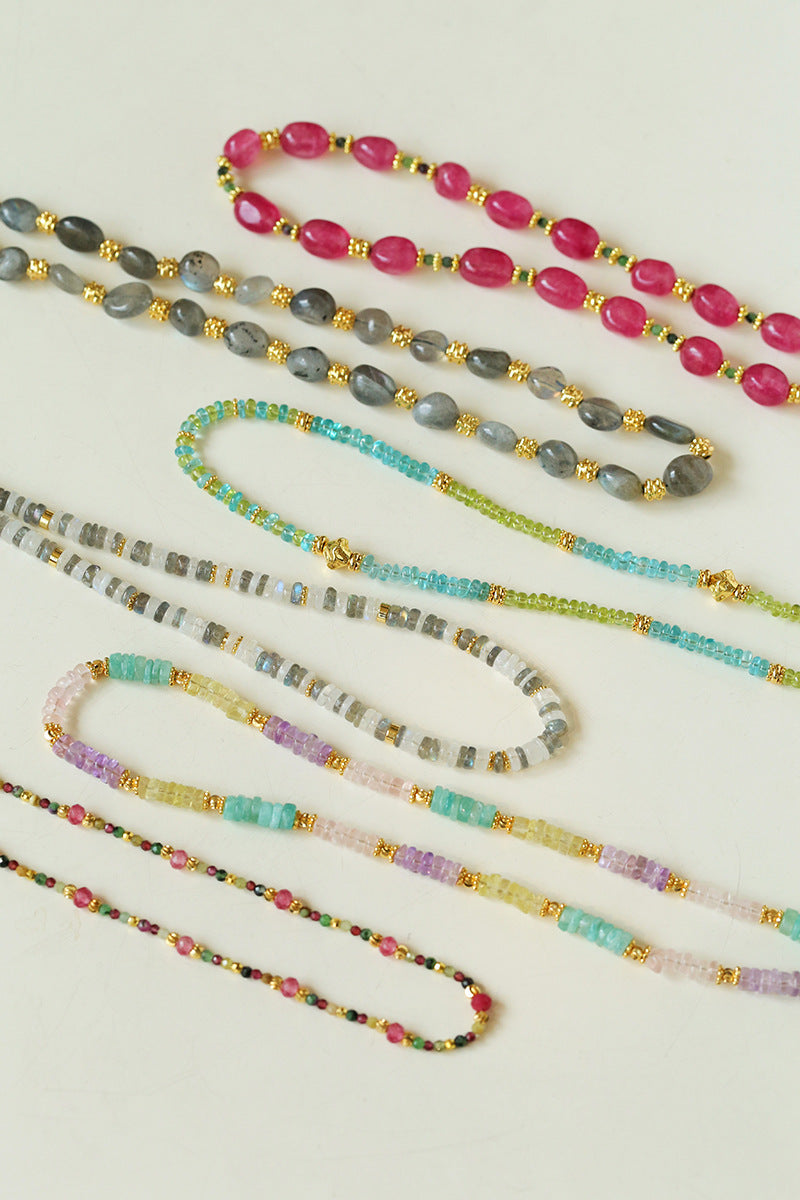 Multicolor Tourmaline Crystal Beaded Necklace