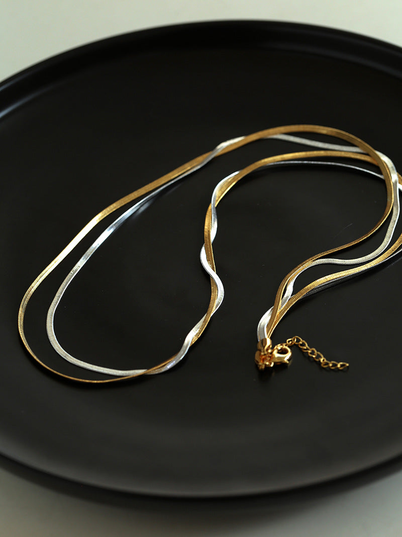 Gold & Silver Double Snake Chain Necklace