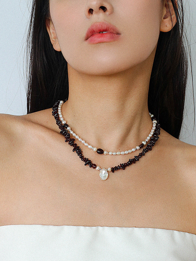 Garnet & Pearl Harmony Choker Necklace