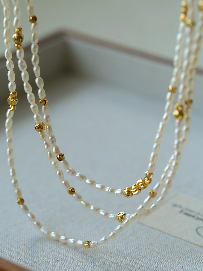 Layered Seeds Baroque Pearl Choker Necklace