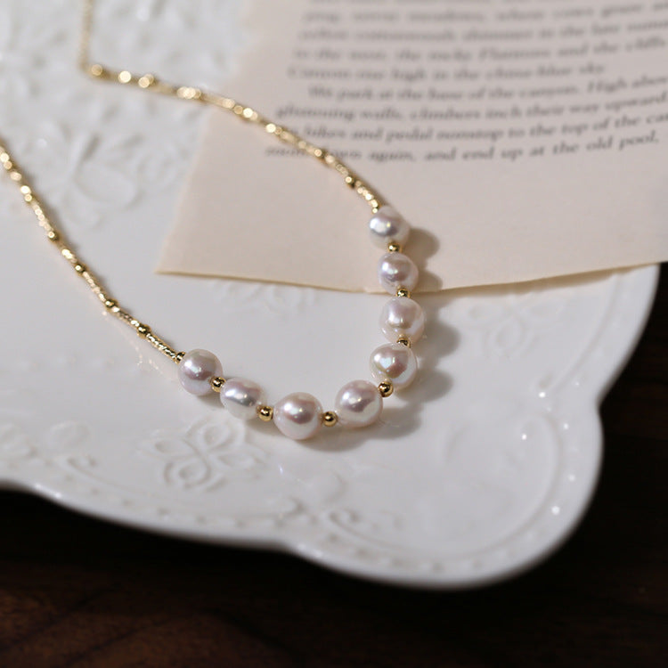 Baroque Pearl Twisted Chain Necklace