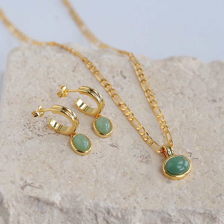 Green Aventurine Figaro Chain Necklace