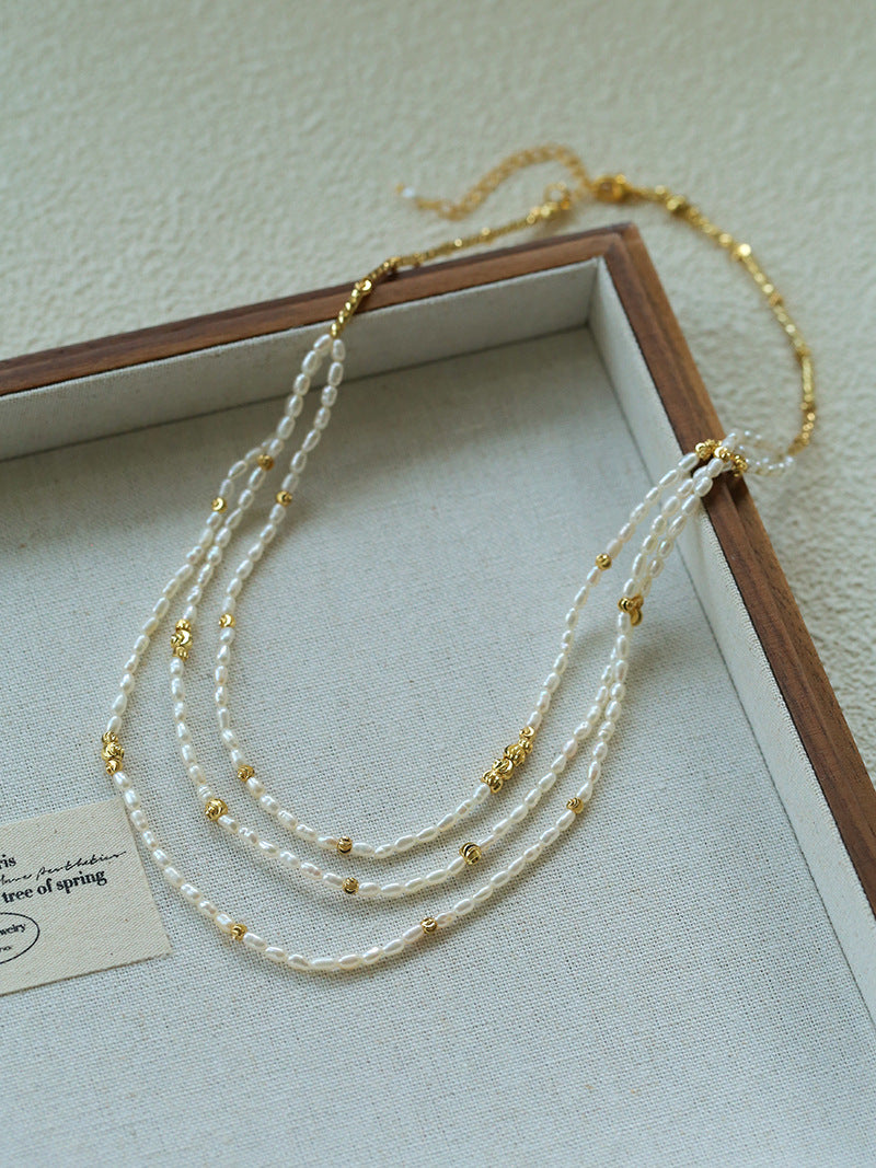 Layered Seeds Baroque Pearl Choker Necklace