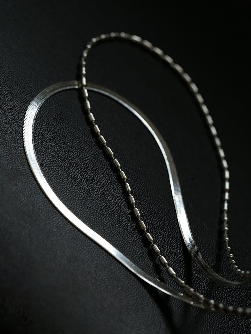 925 Silver Double Layer Snake Chain Necklace