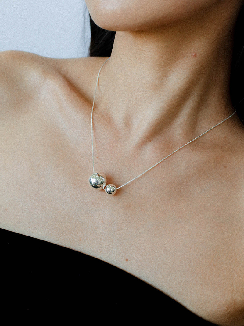 Minimalist Sterling Silver Ball Pendant Necklace