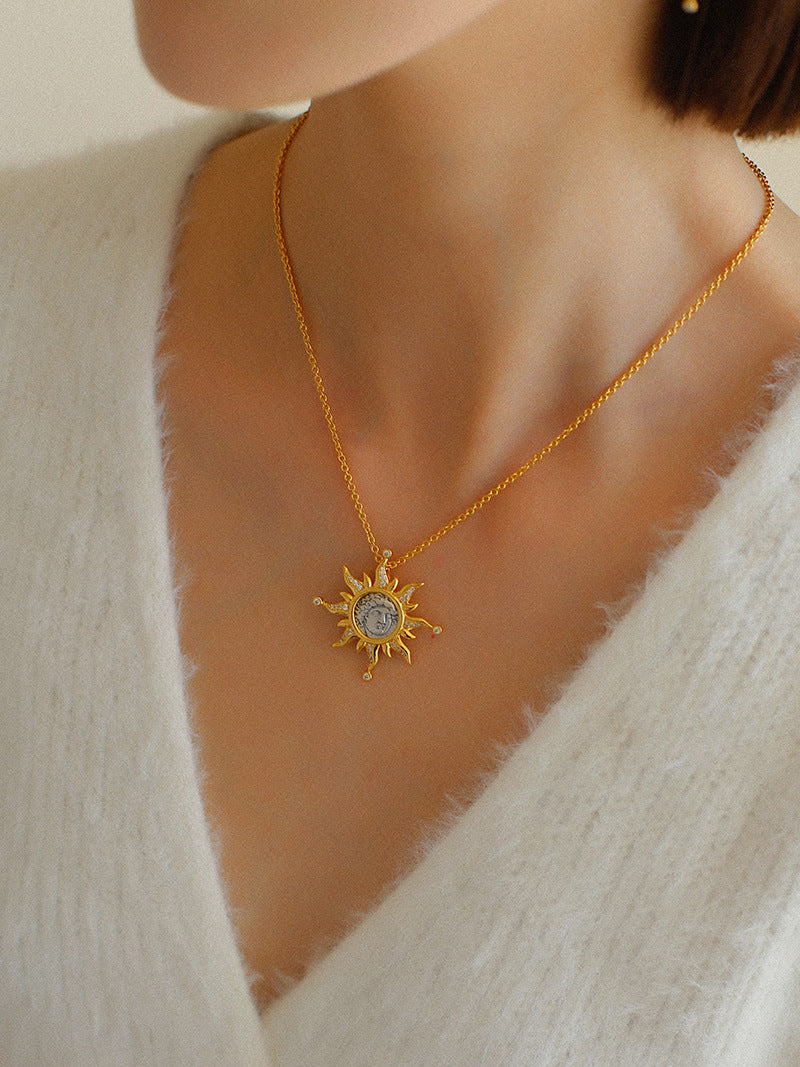 Apollo Sunburst Coin Drop Earrings