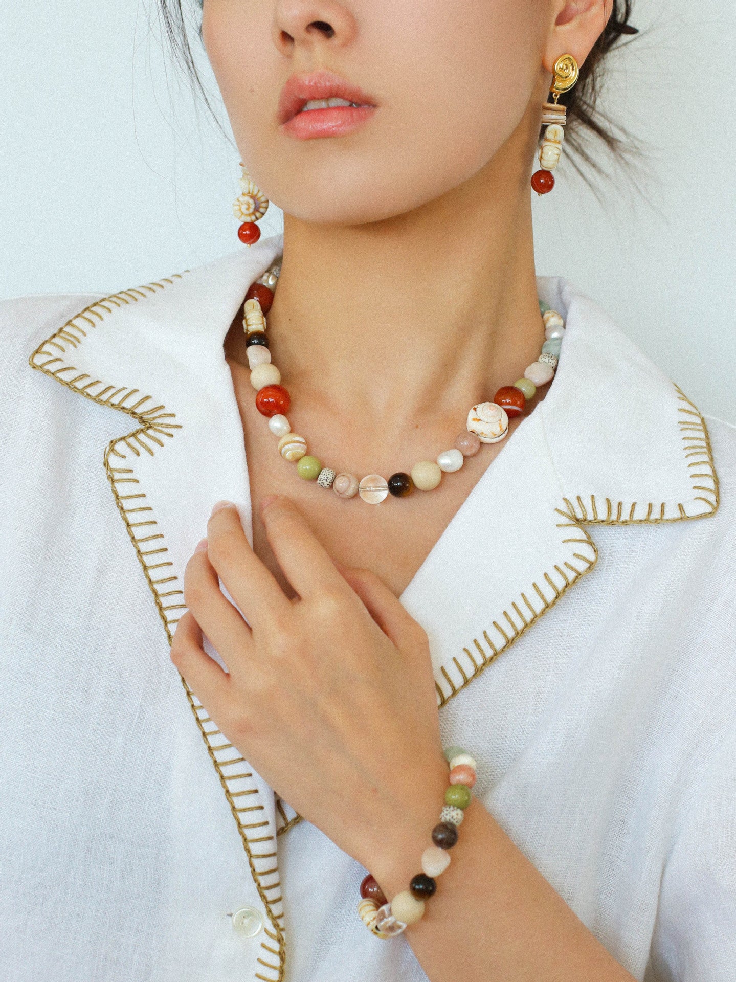 Coral Shell Drop Earrings