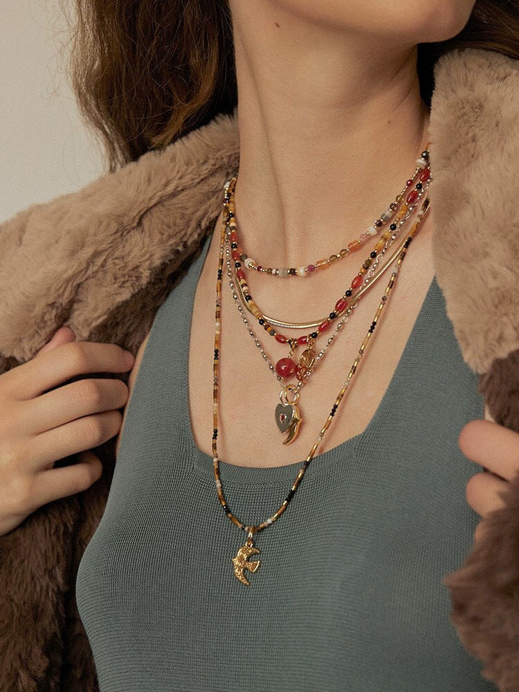 Gold Dove & Agate Necklace