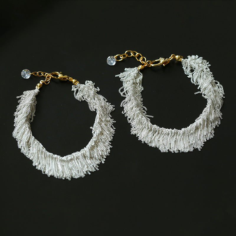 Milky Way 925 Silver Woven Tassel Bracelet
