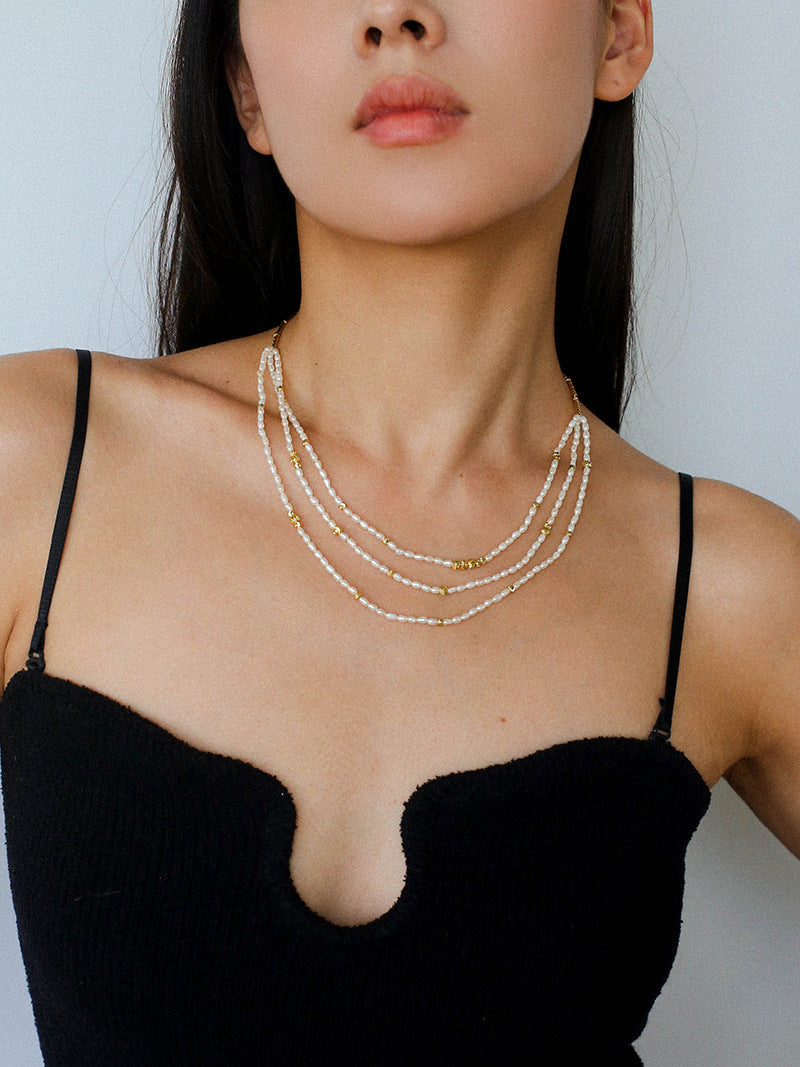 Layered Seeds Baroque Pearl Choker Necklace