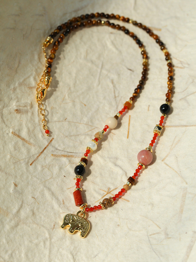 Elephant Agate Beaded Necklace