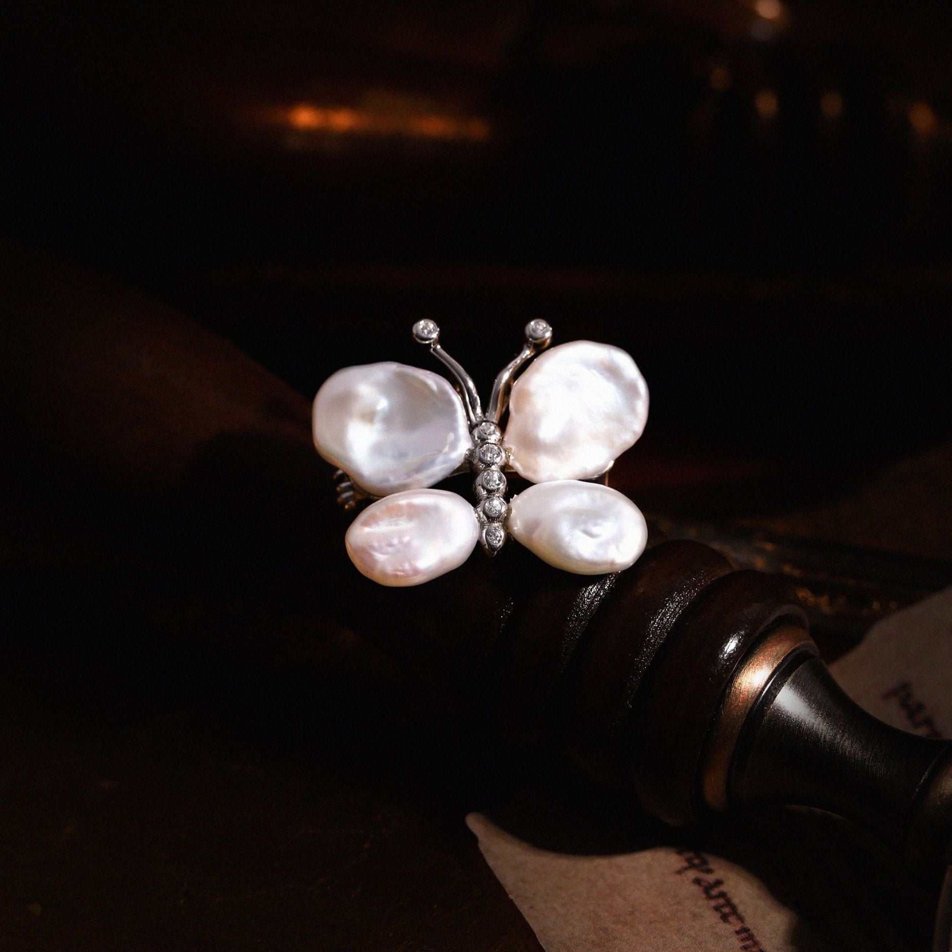 Baroque Pearl Butterfly Brooch