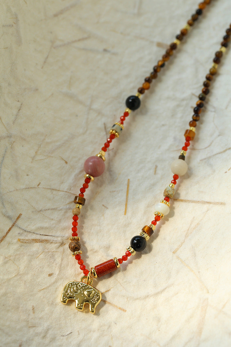 Elephant Agate Beaded Necklace
